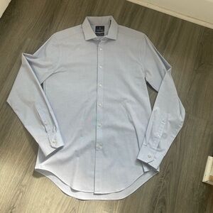 Stafford TRAVEL 365 ALL-TEMP COMFORT Dress Shirt Light Blue Mens M Spread Collar